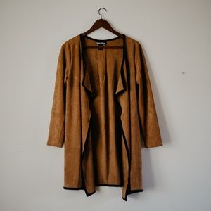 Faux Suede Drape Jacket